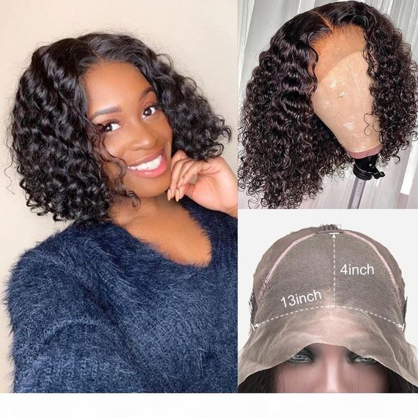

curly human hair wigs 13x4 lace front short bob hair wig 8-16 inch for black women prepluck glueless brazilian remy curly hair