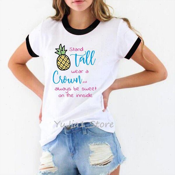 

funny t shirt graphic tees women pineapple fruit print t shirt camiseta mujer harajuku shirt korean style clothes vogue tshirt, White