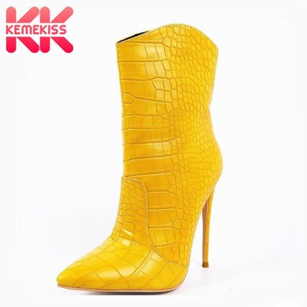 

boots kemekiss fashion ankle pointed toe thin high heel shoes slip on female footwear western size 34-431, Black