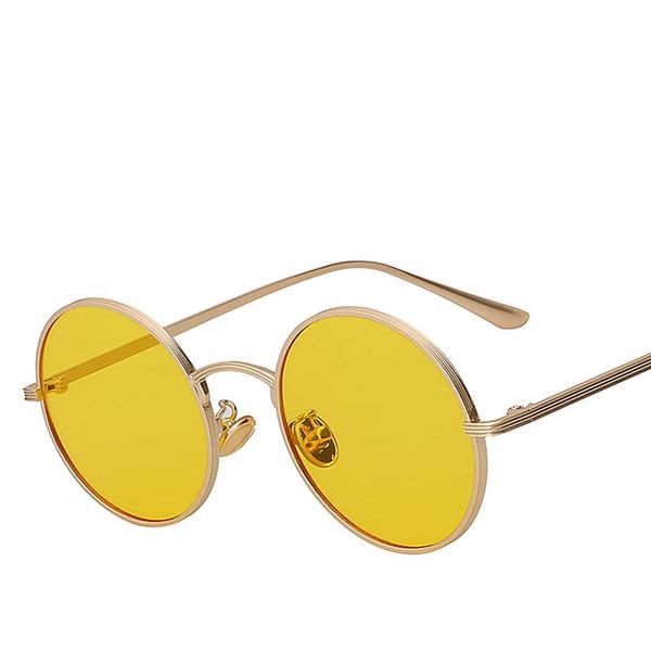 

retro vintage sunglasses women shades round glasses yellow lense metal frame glasses coating eyewear gafas de sol mujer, White;black
