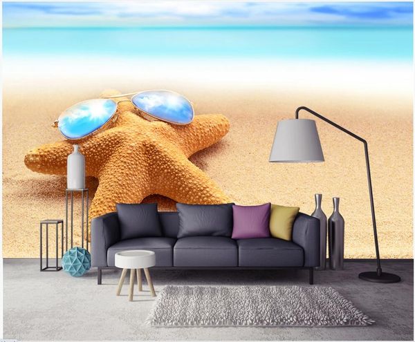 

custom murals 3d p wallpaper starfish lying on the beach with glasses living room 3d wall murals wallpaper for walls 3 d on the wall