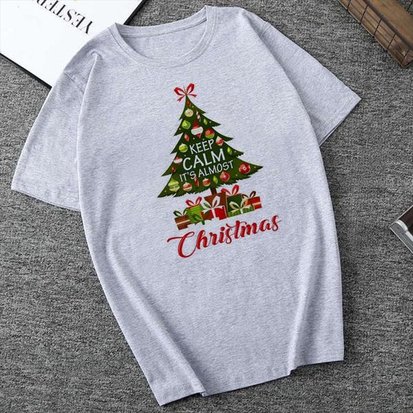 

christmas t shirt print women harajuku kawaii gray t shirt fashion casual short sleeve camiseta femme mujer verano 2021, White