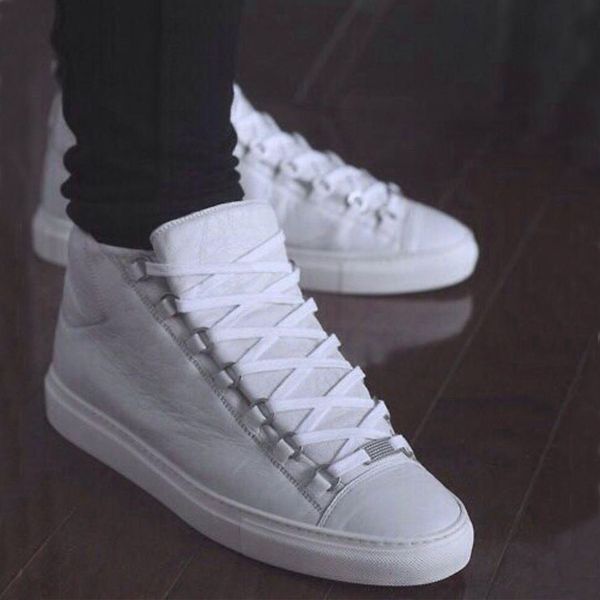 

luxurys high arena sneaker casual shoe men's shoes calfkin leather walking outdoor man trainers flats black white sports runner highs