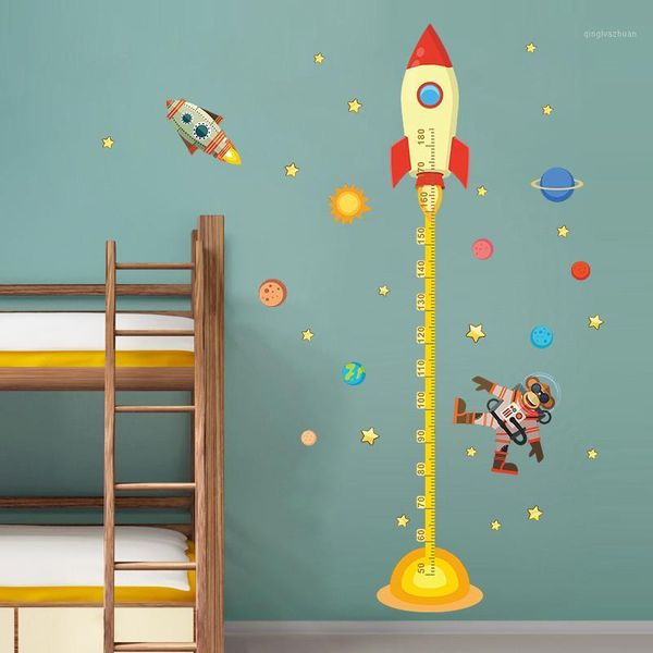 

diy outer space planet monkey pilot rocket home decal height measure wall sticker for kids room baby nursery growth chart gifts1