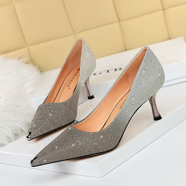 

2021 female spring size nine inches high-fashion pumps bling sequins elegant fetish scarpins lady club wedding shoes lazc, Black