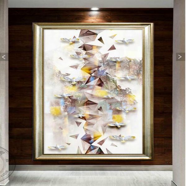 

wallpapers 3d wall paper wallpaper for entrance corridor murals dimensional geometry abstract ink painting home improvement