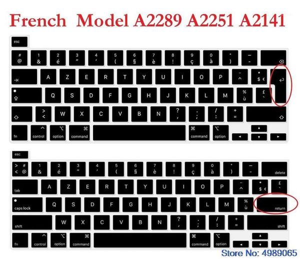 

keyboard covers azerty cover skin french protector for pro 13 inch 2021 model a2289 a2251 & 16 a21411