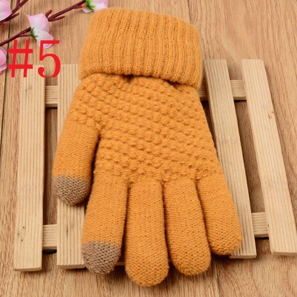 

stretch winter men touch screen warm gloves women knit mittens acrylic full finger guantes female crochet luvas thicken