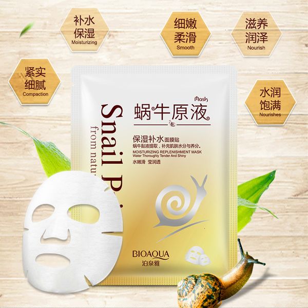 

snail bioaqua essence mask 30g mucus moisturizing extracts oil control facial masks smooth replenishment nourish