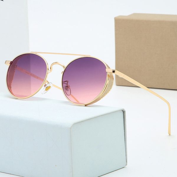 

edthdtsgj classic sunglasses for women metal frame double bridge sun glasses steampunk goggle 11 colors with brown cases and boxrehrdjh, White;black