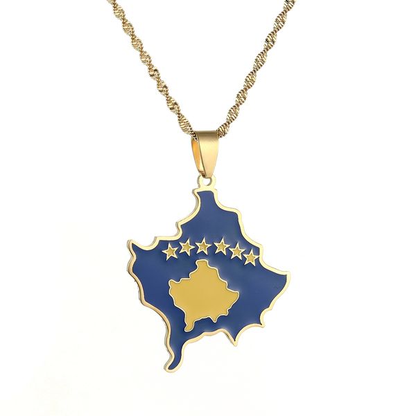 

kosovo map pendant necklaces for women kosoves flag jewelry, Silver