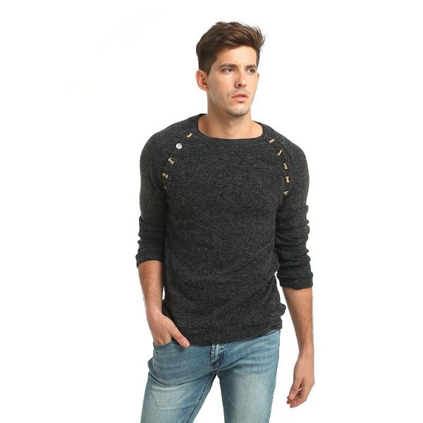 

men's sweaters solid color sweater men button patchwork mens knitted long sleeve slim fit male pullover casual crochet hombre, White;black