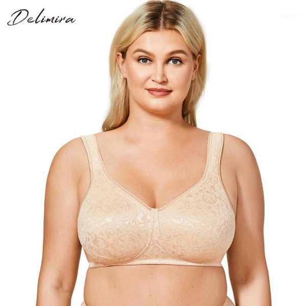 

delimira women's lace wireless smooth bra minimiser plus size unlined comfort1, Red;black