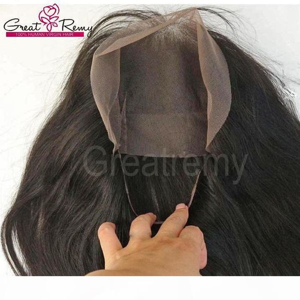 

360 lace frontals 22*4 inch peruvian hair lace band greatremy unprocessed virgin human hair straight lace frontal closure with baby hair, Black