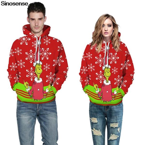 

men women christmas snowflakes grich holiday sweater 3d funny printed ugly christmas sweater pullover xmas hoodie sweatshirt, White;black