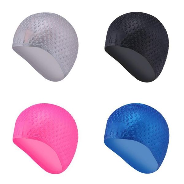 

1pc men women sile rubber swimming cap 3d ergonomic design ear pockets for waterproof swim caps hat sqcjkg