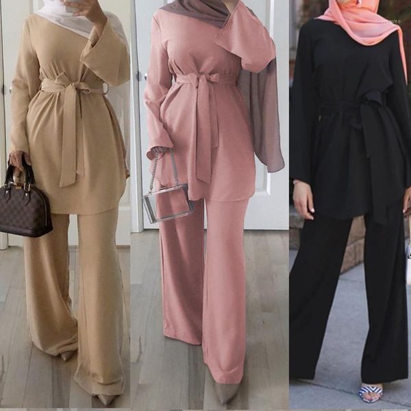 

muslim women set abaya dresses pants long robe dresses ramadan eid islamic turkish prayer clothing 2 pieces1, Red