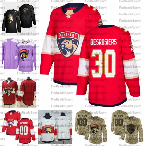 

2021 customize 30 philippe desrosiers florida panthers jerseys golden edition camo veterans day fights cancer custom stitched hockey jerseys, Black;red