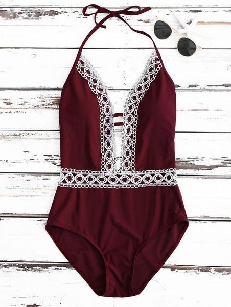 

women's swimwear one-piece swimsuit women push-up padded bra bandage lace v-neck bikini triangle bathing1, White;black