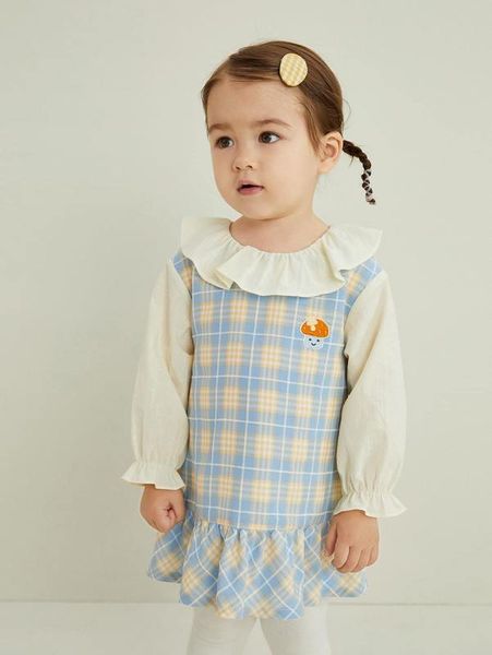 

toddler girls mushroom embroidery ruffle trim dress she, Red;yellow