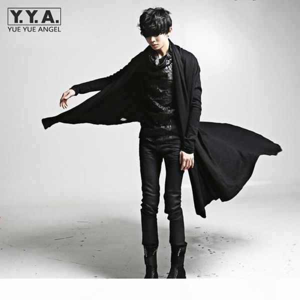 

european american avant-garde long style trench mens black punk rock style outerwear men's clothing personality mens coats, Tan;black