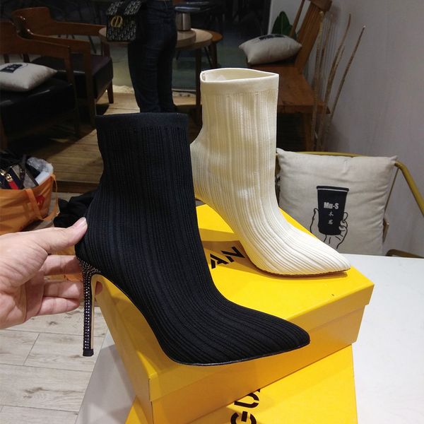 

sending the of fashionable women's black white pointy crystal stipulation toe ankle boots lady shoes 3r6y