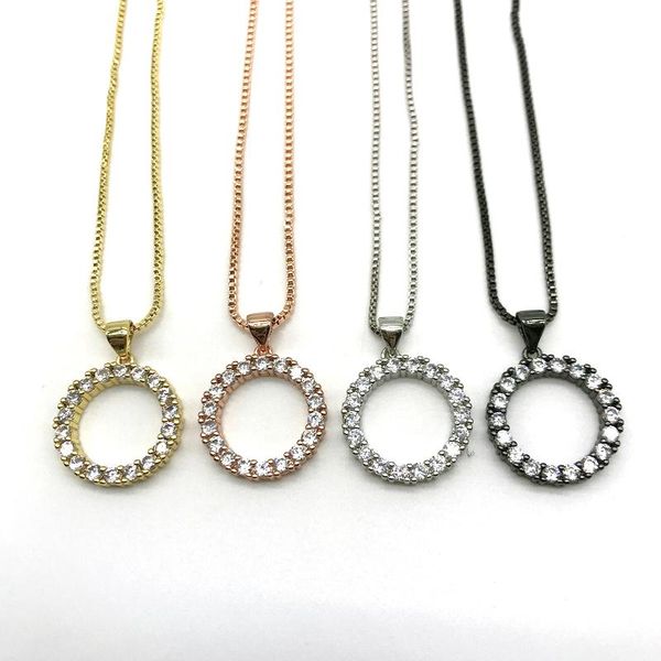 

5pcs/lot pendant necklace clear cz metal plated round shape micro pave jewelry for wedding, Silver