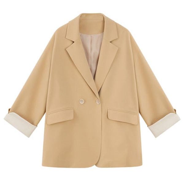 

women's suits & blazers 2021 spring autumn british style double-breasted suit jacket female long section loose fashion casual net red s, White;black