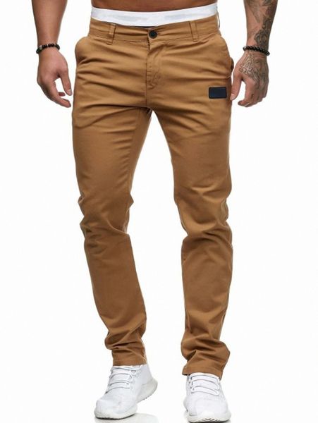 

men slant pocket patched detail pants m4wo#, Black