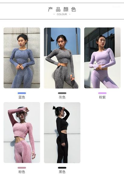 

yoga outfits tights1/2pc set seamless women workout sportswear gym clothing fitness long sleeve crop high waist running sports1, White;red