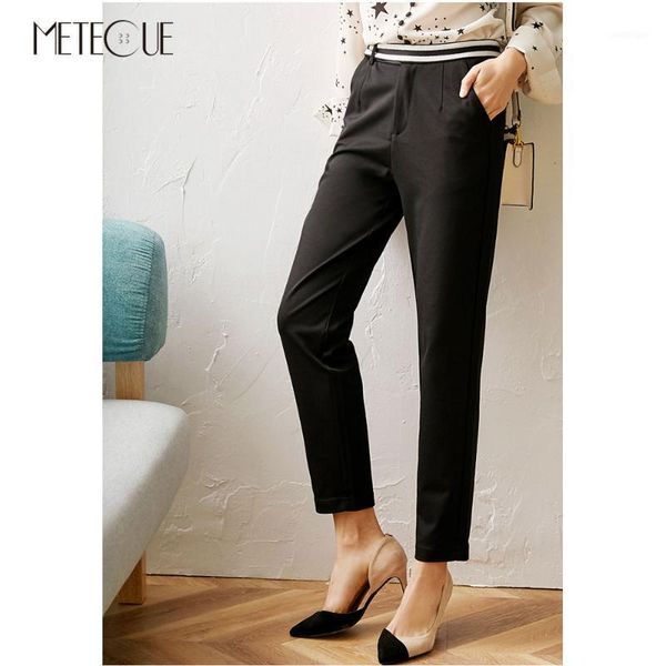 

women's pants & capris office lady high waisted women pencil 2021 spring summer fashion color patchwork trousers black capris1, Black;white