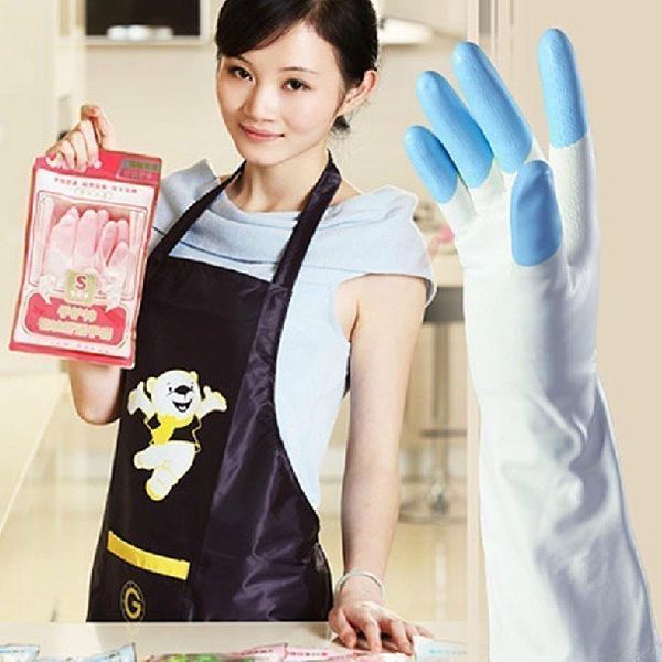 

hand protector shark oil household dishwashing flocking latex cleaning gloves