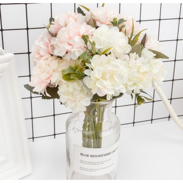 

silk hydrangeas artificial flowers white wedding flowers small bouquet fake flower party home for decoration pink f jlldnt
