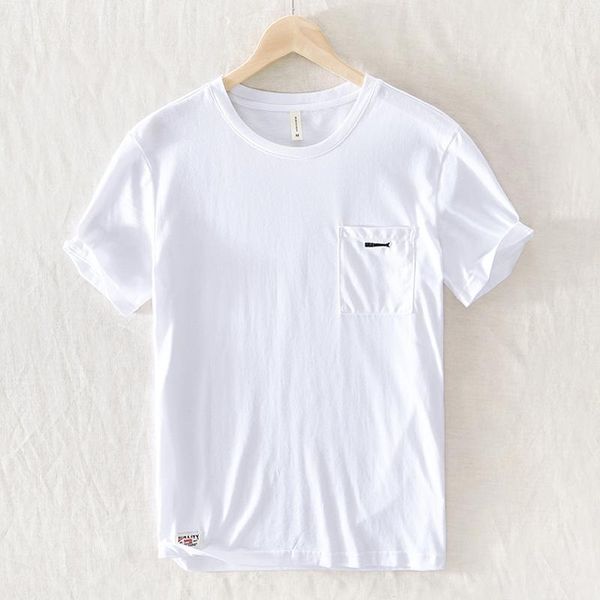 

2020 summer t shirt men short sleeve o-neck breathable cotton soft white casual pullover tees y26921, White;black