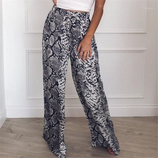 

women loose leopard printed flared pants 2020 new spring autumn wide leg pants ladies casual high waist career long trousers1, Black;white