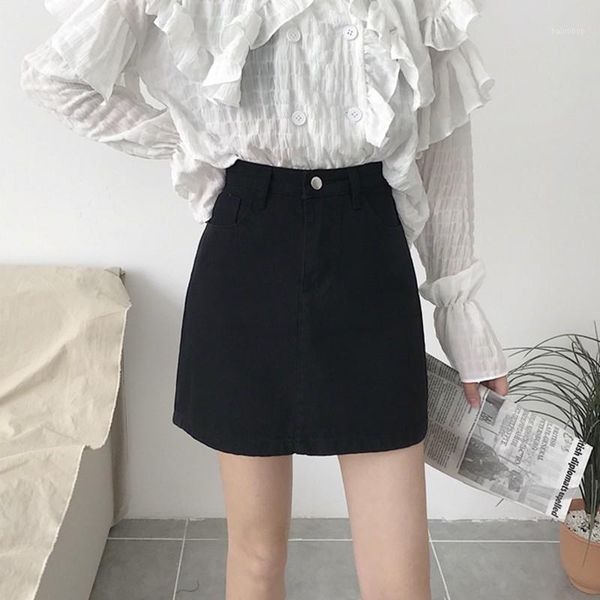 

fashion high waist skirt slim mini skirt with pockets women a-line skirts1, Black
