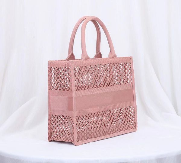 

original style book tote black blue mesh embroidery shopping bag openwork handbag original canvas tote big capacity trip handbag bookbags