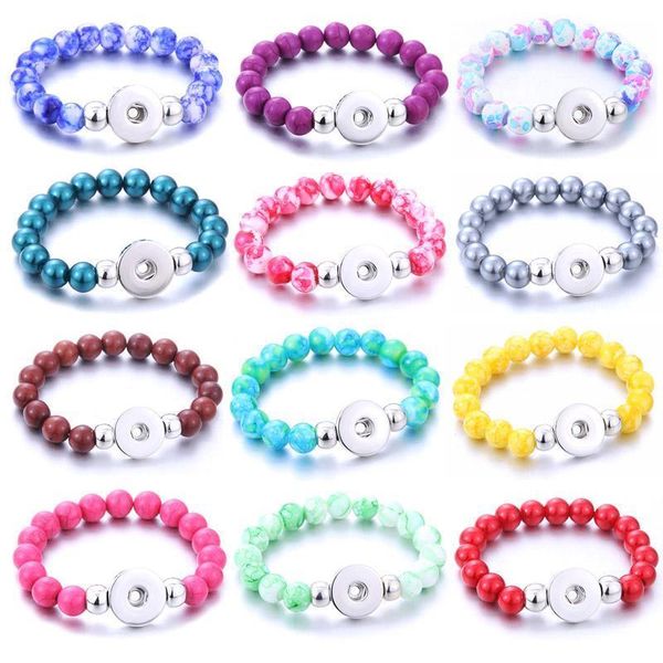 

10pcs/lot mix 18mm snap jewelry bracelets snap button bracelet handmade beaded bracelet interchangeable buttons jewelry q bbymls, Golden;silver