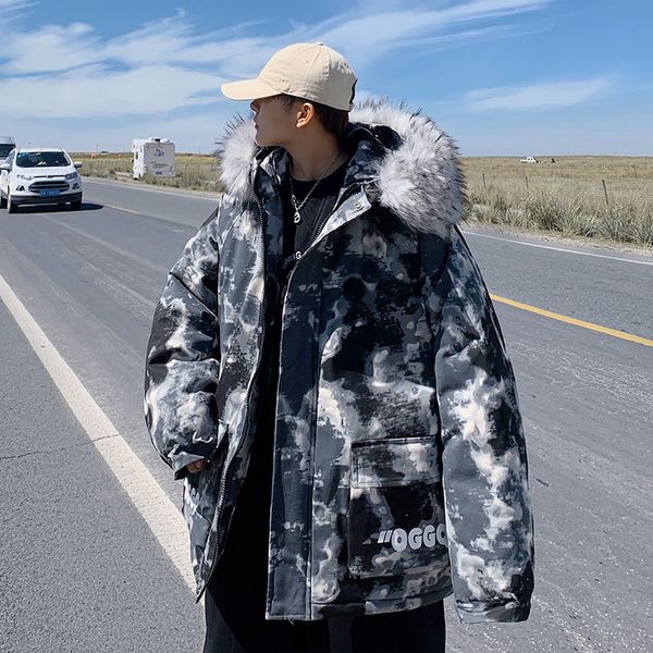 

2021 new parka windbreaker fleece thick warm fur coats jacket hooded overcoats men's winter clothing wgvd, Black