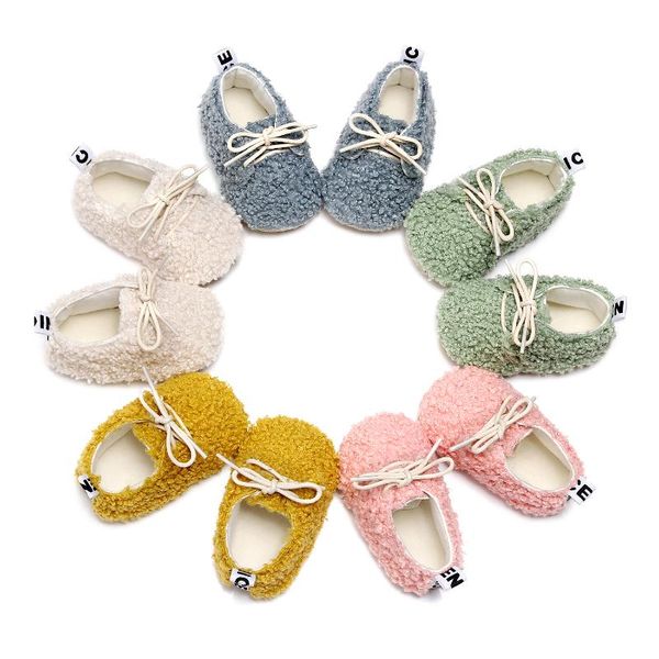 

baby lace up crib shoes winter warm cozy fleece sneakers non-slip soft sole infant pre walkers