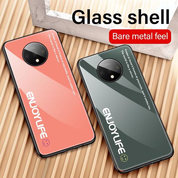 

luxury colorful plain mirror tempered glass phone case for oneplus 8 7t 7 pro 6 6t 5 5t protection cover for 8 sqcisk