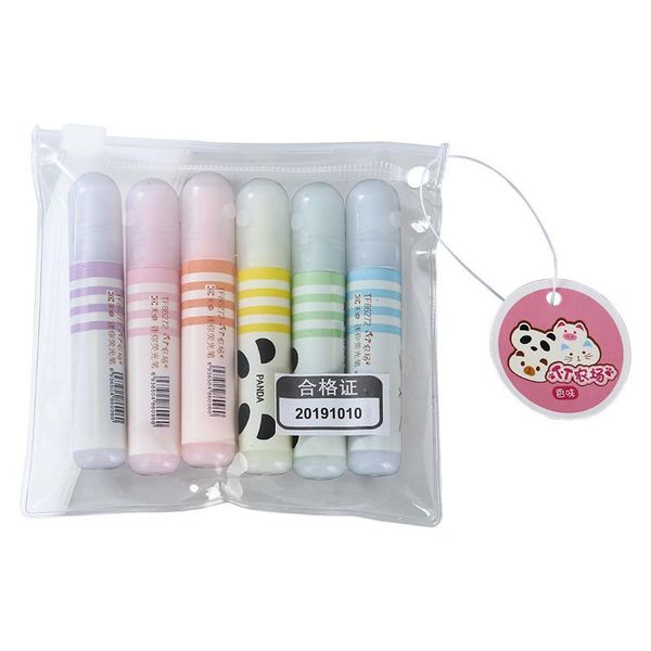

6pcs cute animals panda cat mini highlighter paint marker pen drawing liquid chalk stationery school office supply h wmtqrp, Black;red