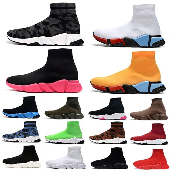 

fashion speed sock shoes trainer men women run shoes lurex knit graffiti camo black red white yellow mens outdoor sports sneakers 36-45