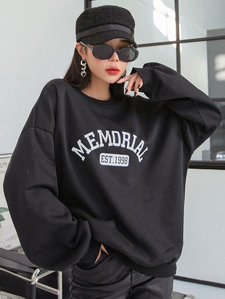 

dazy letter graphic drop shoulder sweatshirt without tee 86zn#, White;black