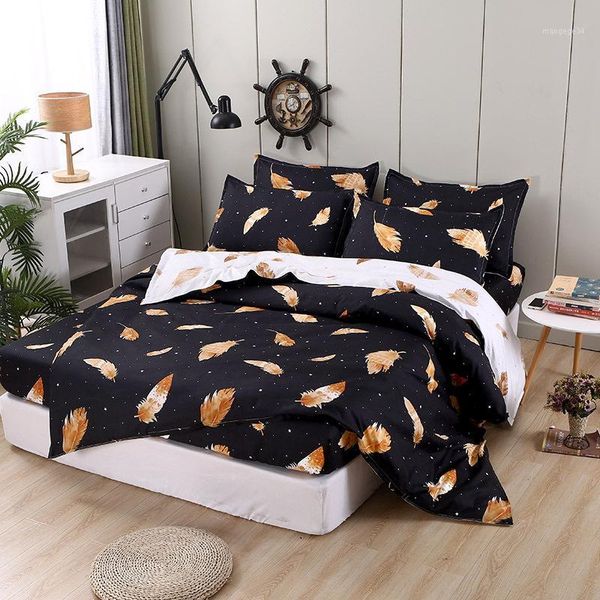 

fitted sheet bedding set geometric print polyester nordic fashion home textile single  king size 4pcs bedding sets1