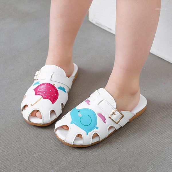 

2020 summer kids shoes brand closed toe toddler girls sandals orthopedic sport pu leather baby leather non-slip beach slippers1, Black;grey