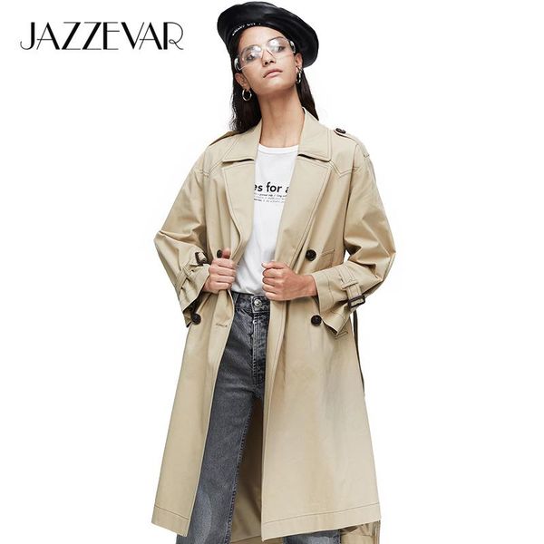 

arrival autumn trench coat women clothing with belt double breasted long coats wide-waisted loose kg-808, Tan;black