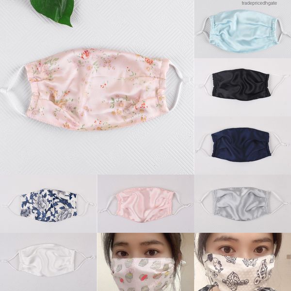 

fashion mask silk face floral print dustproof sun-resistant masks women summer thin mouth 4xal
