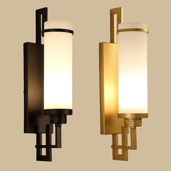 

wall lamp chinese style light 12w tricolor black golden glass fixture for aisle corridor living room tv background