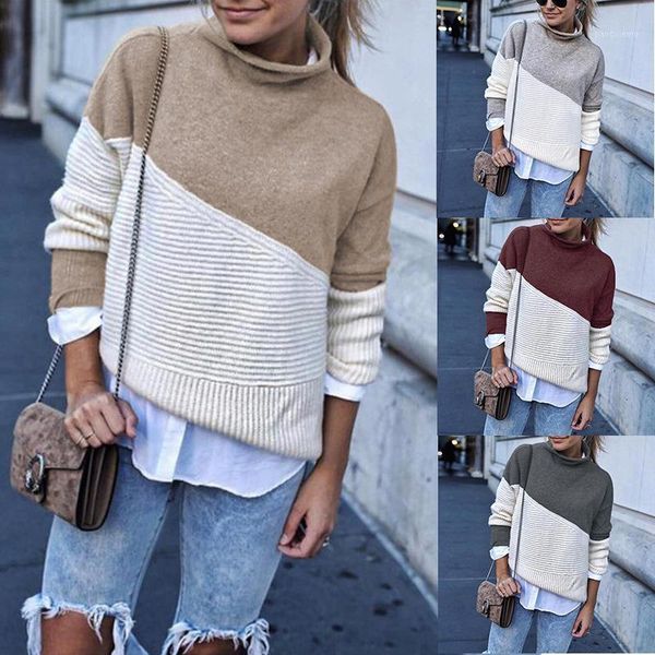 

2021 new arrival patchwork turtleneck pullover women knitwear autumn winter sweaters and pullovers casual knitted jumper1, White;black